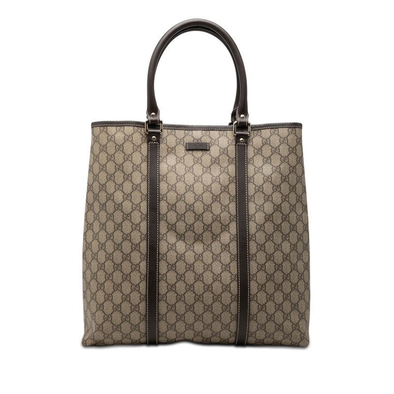 Gucci GG Supreme Tote Beige Brown Leather