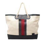 Gucci Sherry Line Tote Navy Ivory Canvas Leather
