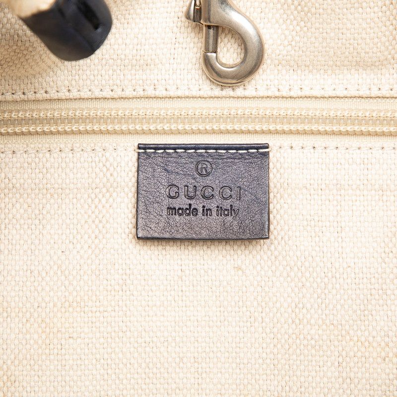 Gucci Sherry Line Tote Navy Ivory Canvas Leather — view 5