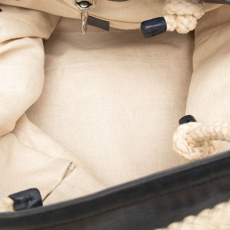 Gucci Sherry Line Tote Navy Ivory Canvas Leather — view 4