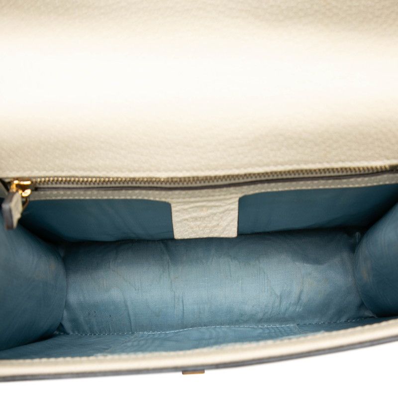 Gucci Sylvie Bi-&star Sherry Line Shoulder Bag Ivory Gold Leather — view 4