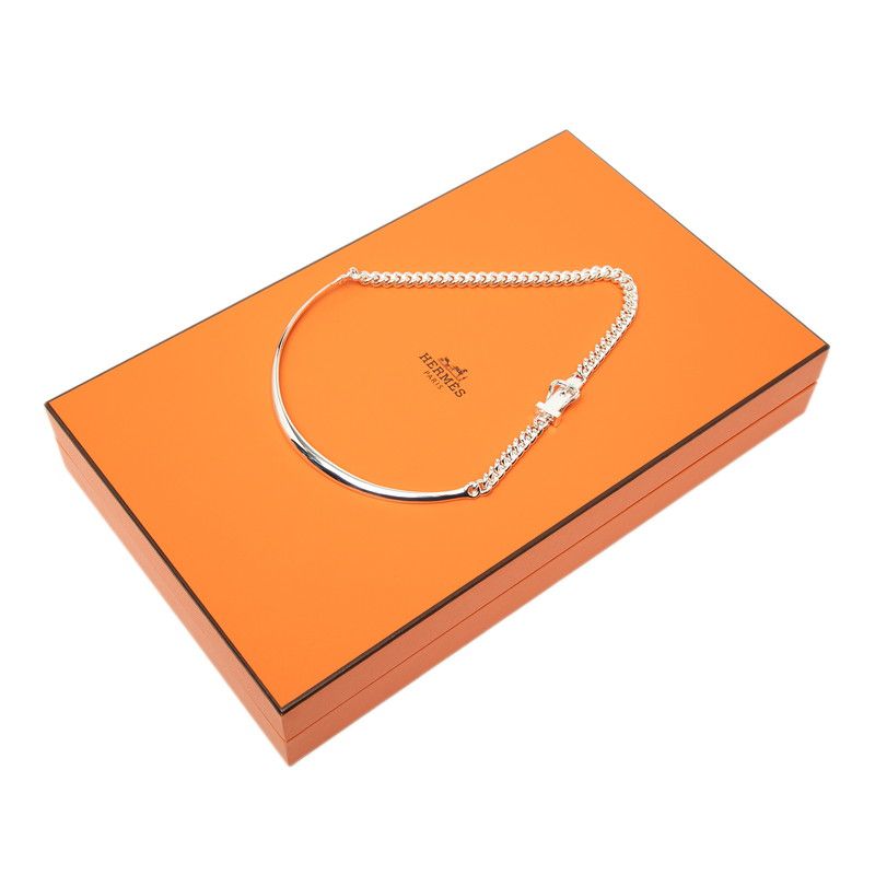 Hermes Book le Cellier Inflexible Necklace 46 Silver — view 5