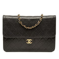 Chanel Quilted CC Logo Crossbody Chain Shoulder Bag Push Lock Black Lambskin
