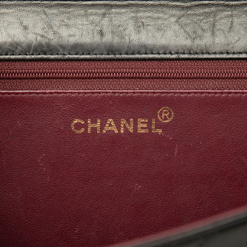 Chanel Quilted CC Logo Crossbody Chain Shoulder Bag Push Lock Black Lambskin — view 5