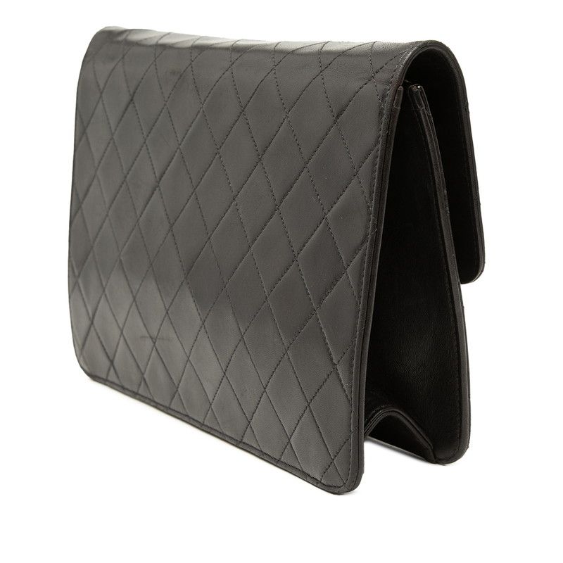 Chanel Quilted CC Logo Crossbody Chain Shoulder Bag Push Lock Black Lambskin — view 2