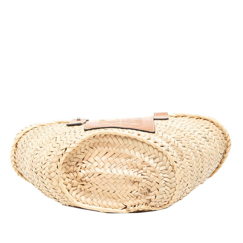 Loewe Anagram Basket Bag Handbag Bag Natural Brown Leather Palm Leaf — view 3