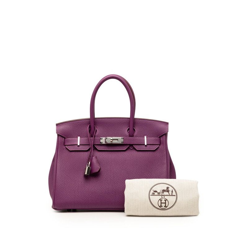 Hermes Birkin 30 Handbag Retourne Anemone Purple Silver Togo — view 7
