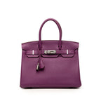Hermes Birkin 30 Handbag Retourne Anemone Purple Silver Togo