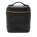 Chanel CC Logo Vanity Bag Handbag Black Caviar Leather