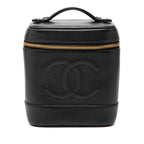 Chanel CC Logo Vanity Bag Handbag Black Caviar Leather