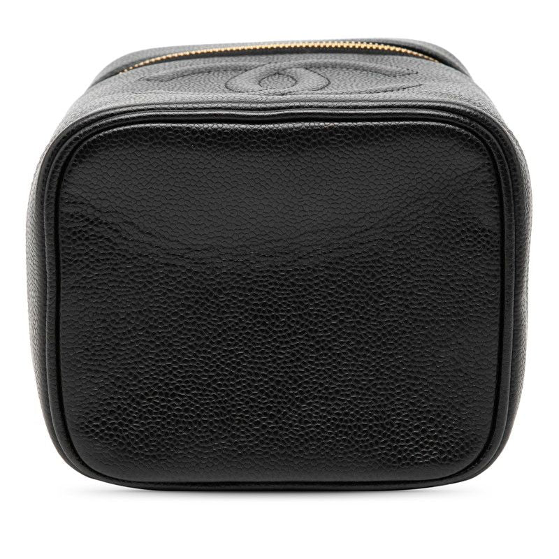 Chanel CC Logo Vanity Bag Handbag Black Caviar Leather — view 3