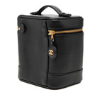 Chanel CC Logo Vanity Bag Handbag Black Caviar Leather — view 2