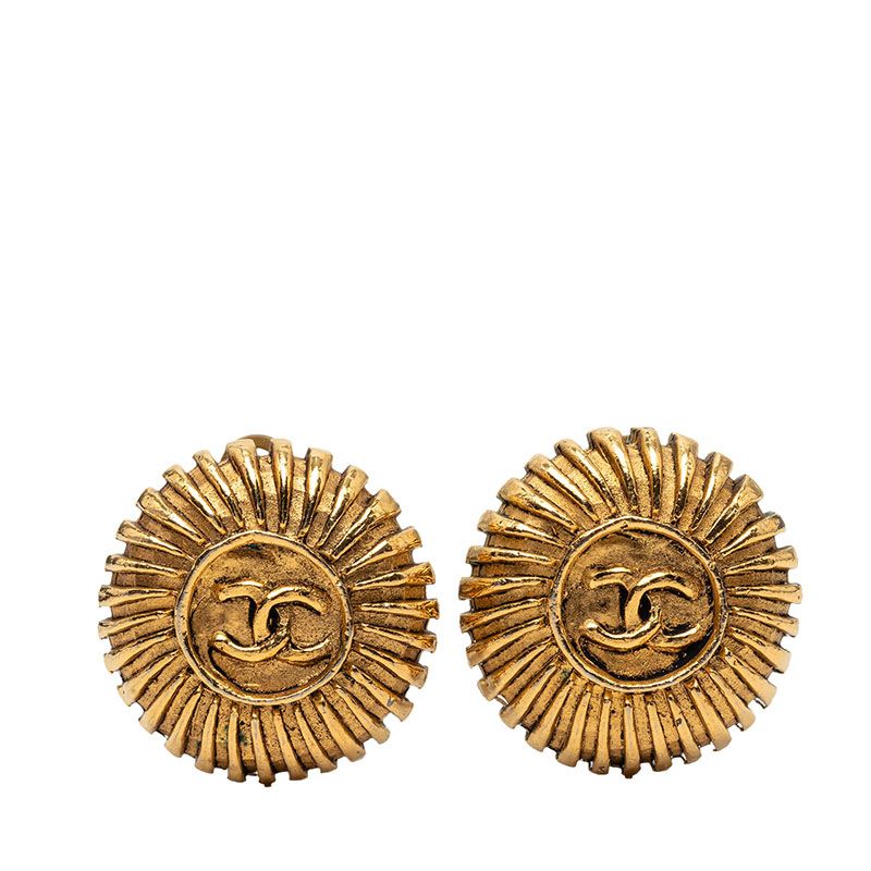 Chanel CC Logo Earrings Gold Plated
