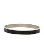 Hermes Kelly Bangle Cadena Motif Silver Black Metal Leather Bracelet — view 3