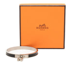 Hermes Kelly Bangle Cadena Motif Silver Black Metal Leather Bracelet — view 5