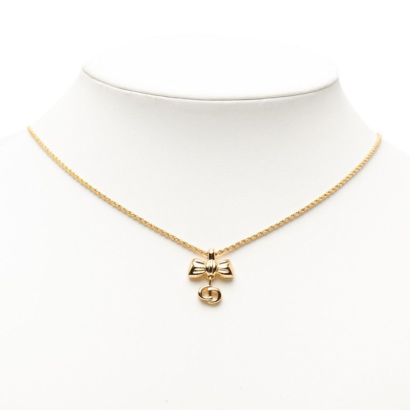 Dior CD Logo Ribbon Motif Necklace Gold Plated — view 5