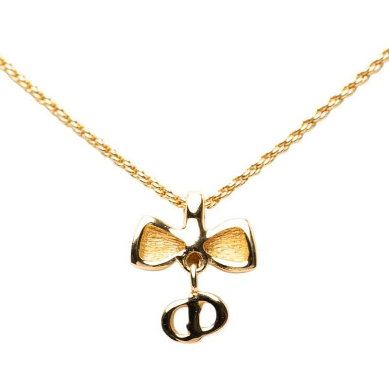 Dior CD Logo Ribbon Motif Necklace Gold Plated — view 2