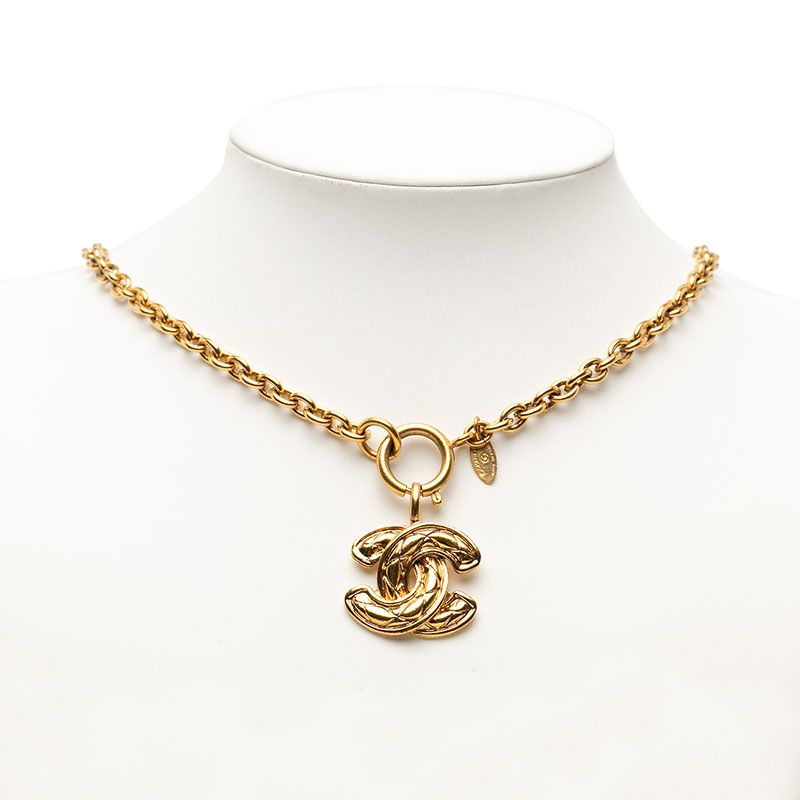 Chanel Quilted CC Logo Chain Pendant Gold Plated — view 6