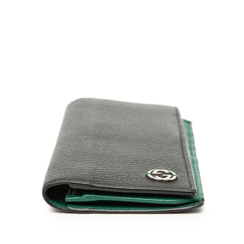 Gucci Interlocking Bicolor Wallet Black Green Leather — view 3