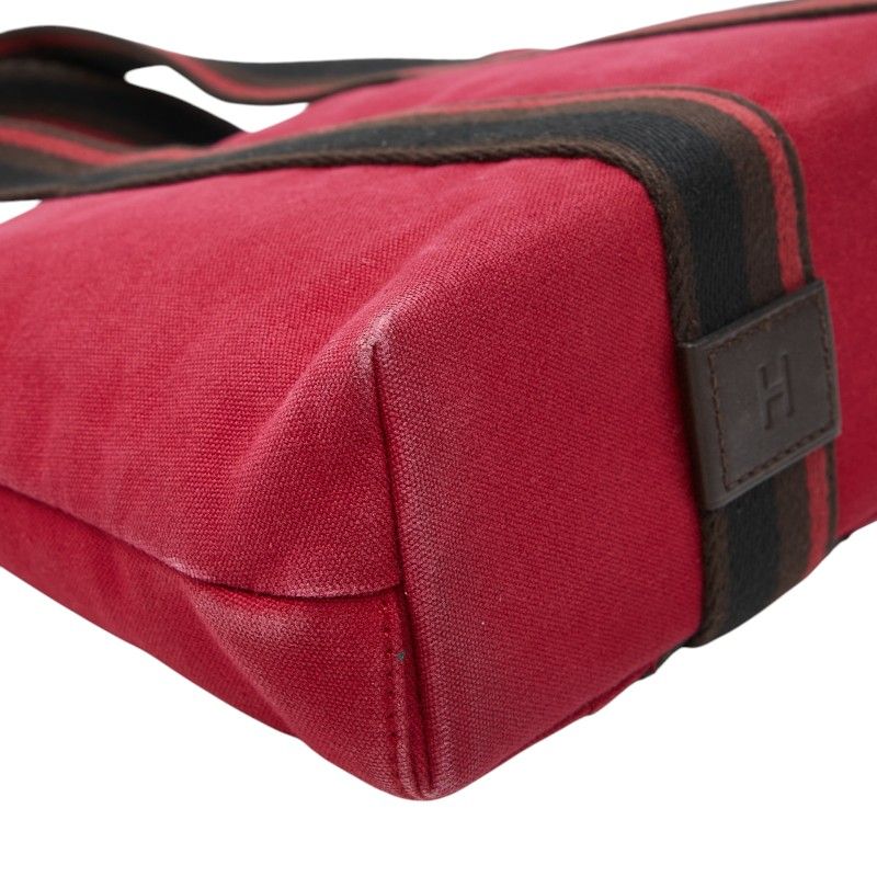 Hermes Troca Horizontal PM Tote Red Brown Canvas Leather — view 7