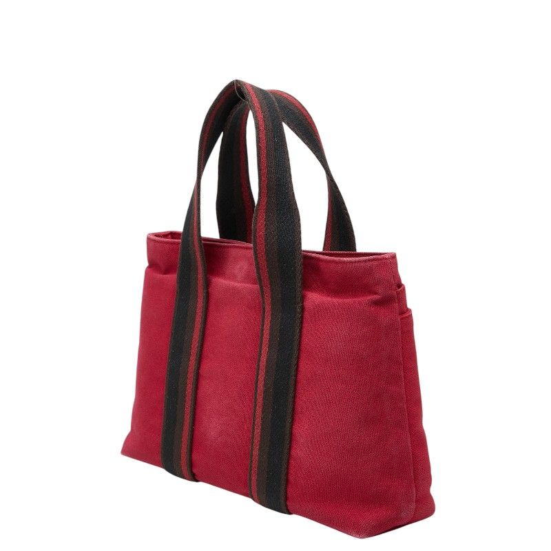 Hermes Troca Horizontal PM Tote Red Brown Canvas Leather — view 2