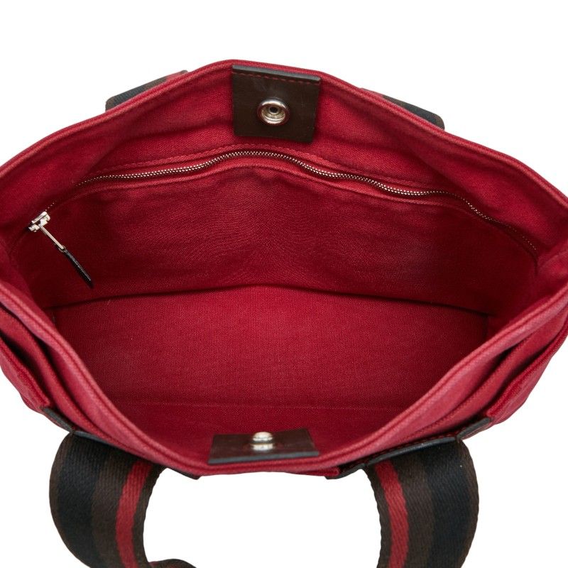 Hermes Troca Horizontal PM Tote Red Brown Canvas Leather — view 8