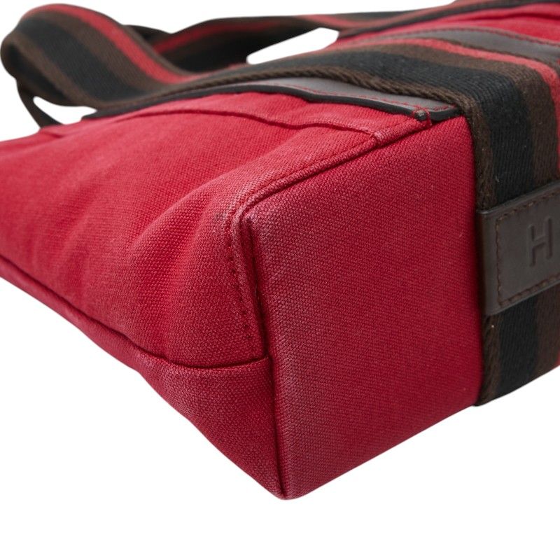 Hermes Troca Horizontal PM Tote Red Brown Canvas Leather — view 5