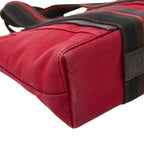 Hermes Troca Horizontal PM Tote Red Brown Canvas Leather — view 5