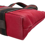 Hermes Troca Horizontal PM Tote Red Brown Canvas Leather — view 4