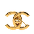 Chanel CC Logo Turnlock Motif Brooch Vintage Gold Plated