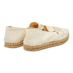 Hermes Logo Espadrilles Slip on Flat 37 Ivory Canvas — view 2