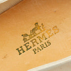 Hermes Logo Espadrilles Slip on Flat 37 Ivory Canvas — view 6