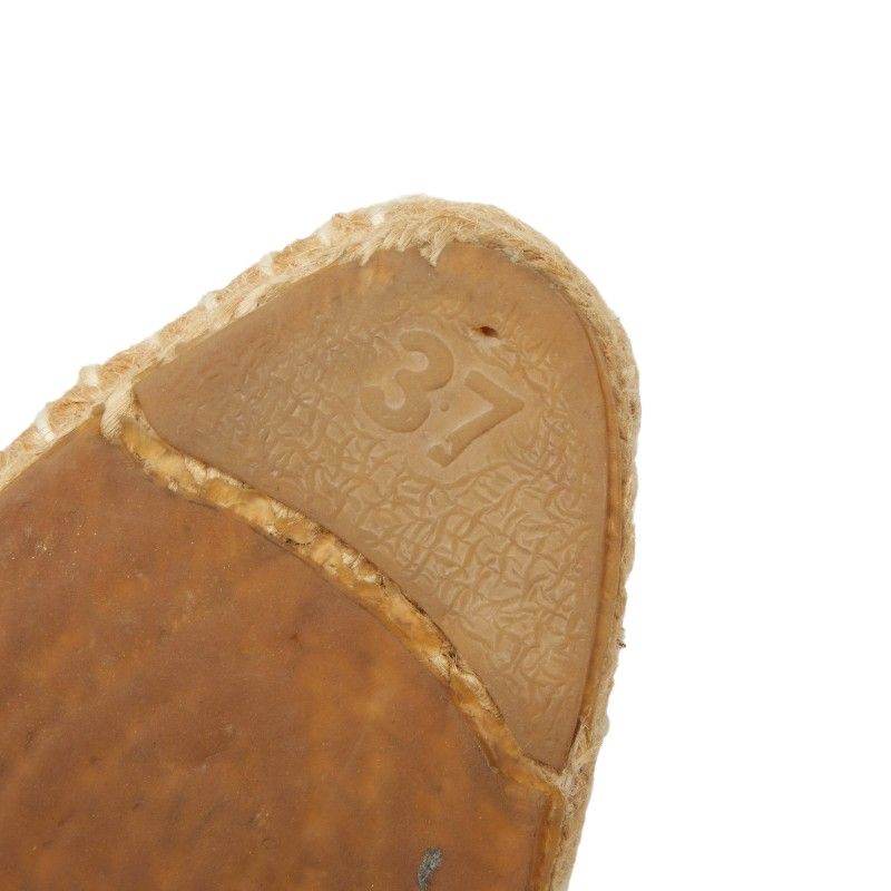 Hermes Logo Espadrilles Slip on Flat 37 Ivory Canvas — view 7