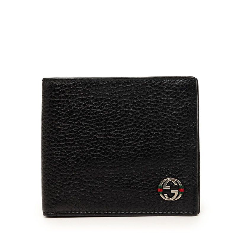 Gucci Interlocking Bifold Wallet Black Leather