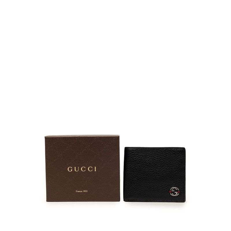 Gucci Interlocking Bifold Wallet Black Leather — view 6