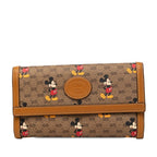 Gucci Disney Mini GG Supreme Mickey Mouse Continental Wallet Brown Leather