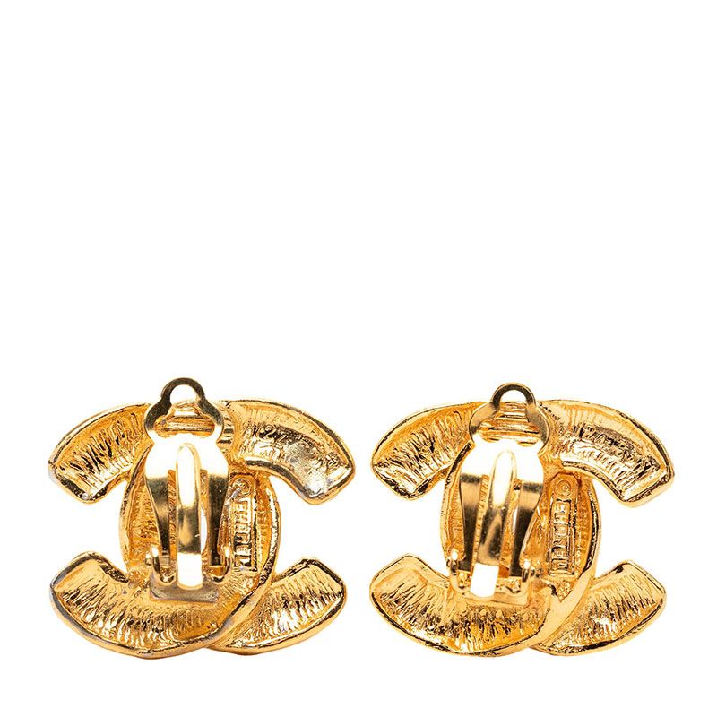 Chanel CC Logo Quilted Earrings Gold Plated — view 2