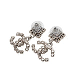 Chanel CC Logo Stud Earrings Swing Silver Metal Rhinestone — view 2
