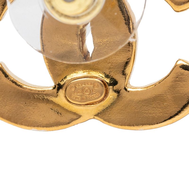 Chanel CC Logo Stud Earrings 23c Gold Black Plated — view 3