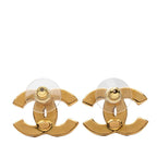 Chanel CC Logo Stud Earrings 23c Gold Black Plated — view 2