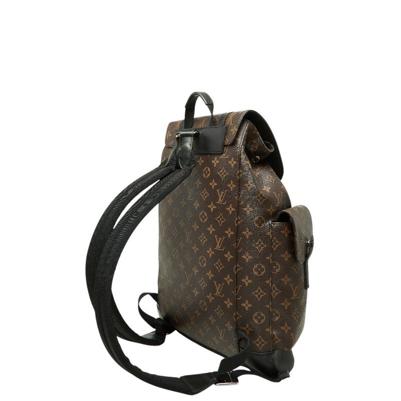 Louis Vuitton Monogram Macassar Christopher Backpack Brown Noir Black Leather — view 2