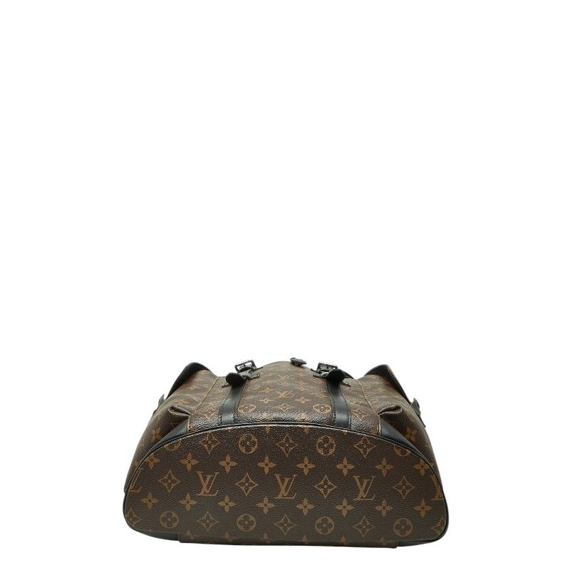 Louis Vuitton Monogram Macassar Christopher Backpack Brown Noir Black Leather — view 3