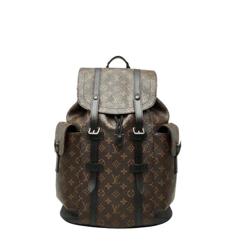 Louis Vuitton Monogram Macassar Christopher Backpack Brown Noir Black Leather