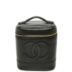 Chanel CC Logo Vanity Bag Black Caviar Leather