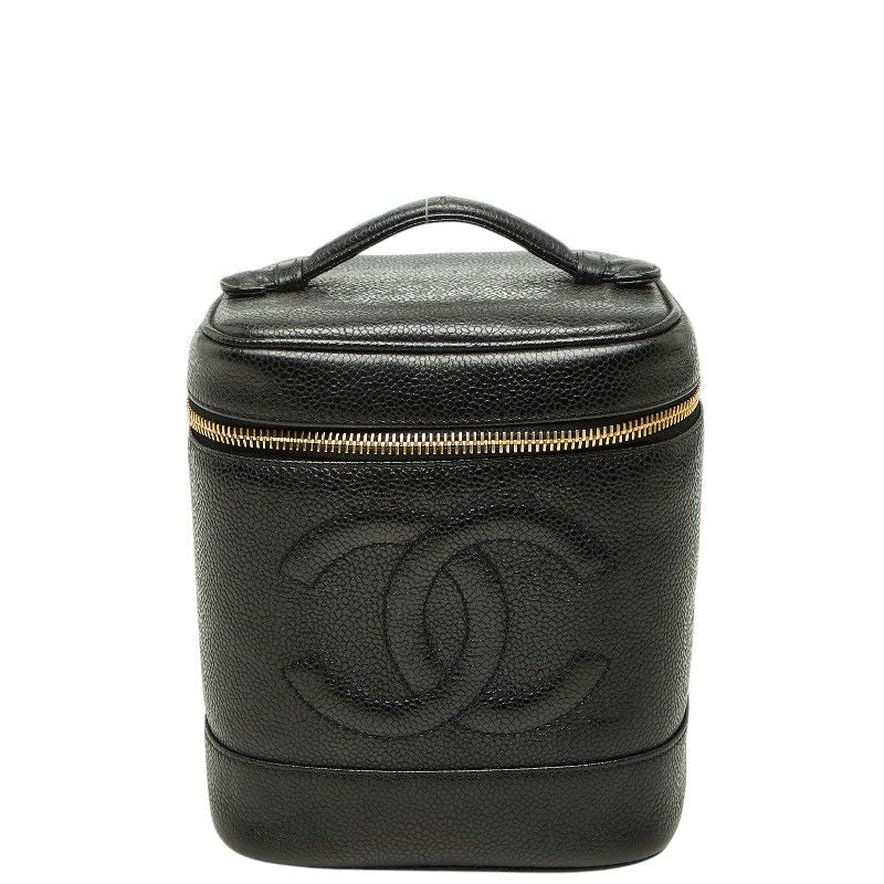 Chanel CC Logo Vanity Bag Black Caviar Leather
