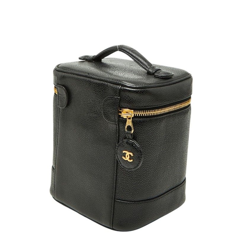 Chanel CC Logo Vanity Bag Black Caviar Leather — view 2