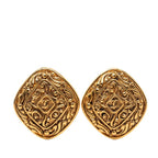 Chanel CC Logo Diamond Earrings Gold Plated