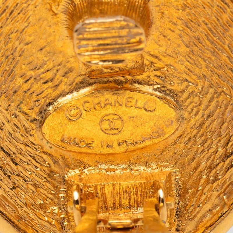 Chanel CC Logo Diamond Earrings Gold Plated — view 3