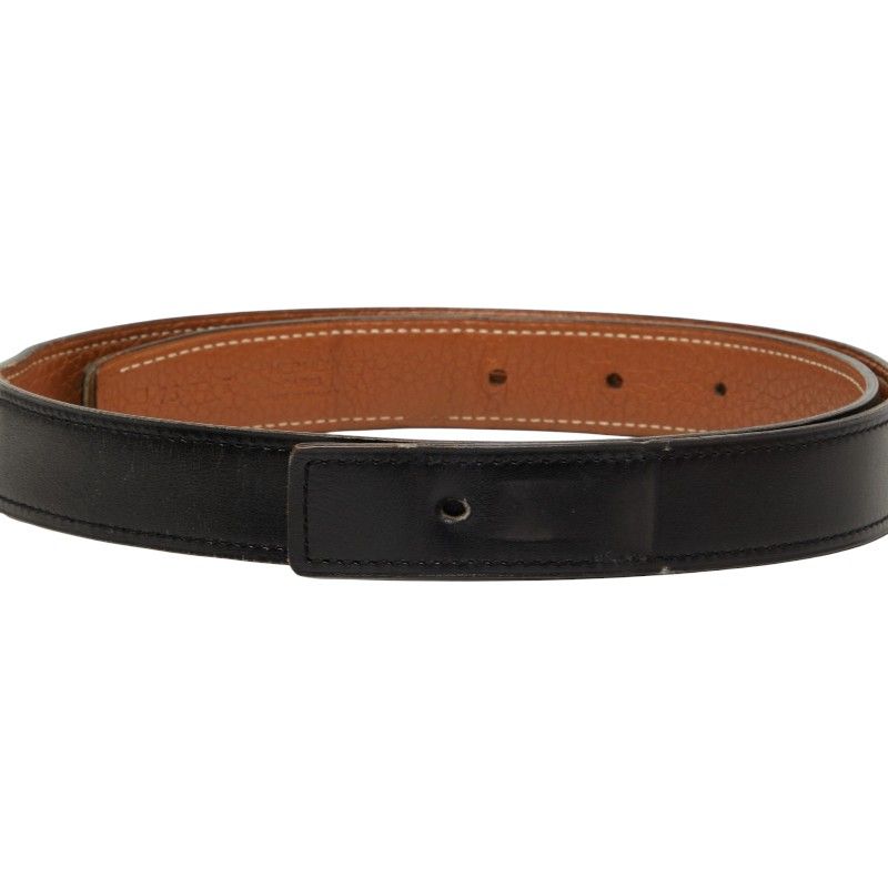 Hermes Reversible Belt Buckle 75 Black Brown Box Calf Togo