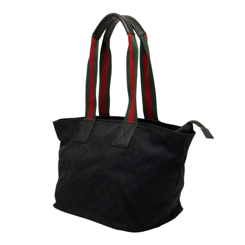 Gucci GG Canvas Sherry Line Tote Black Red Green — view 2